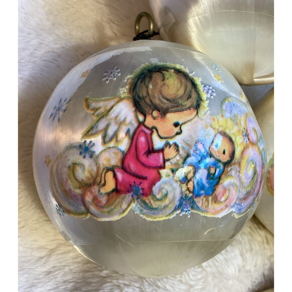 Satin Wrapped Christmas Bulb Ornaments Angel Babies 1977 Designer Collection - Picture 3 of 16